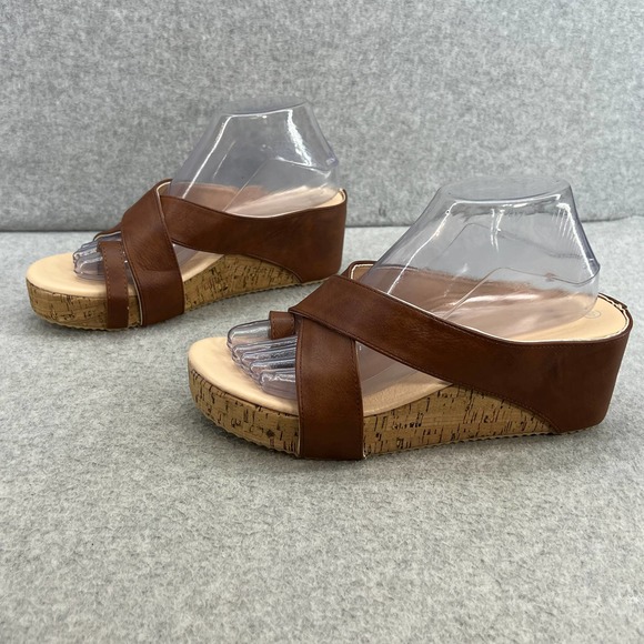 ROSY Platform Wedge Heel-Toe Wrap-Sandal - Brown -Women Size 8 *NEW - Picture 7 of 11